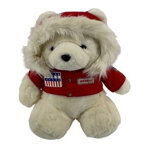 Vintage 1989 Santabear and His Polar Club Plush White Polar Bear Red Parka